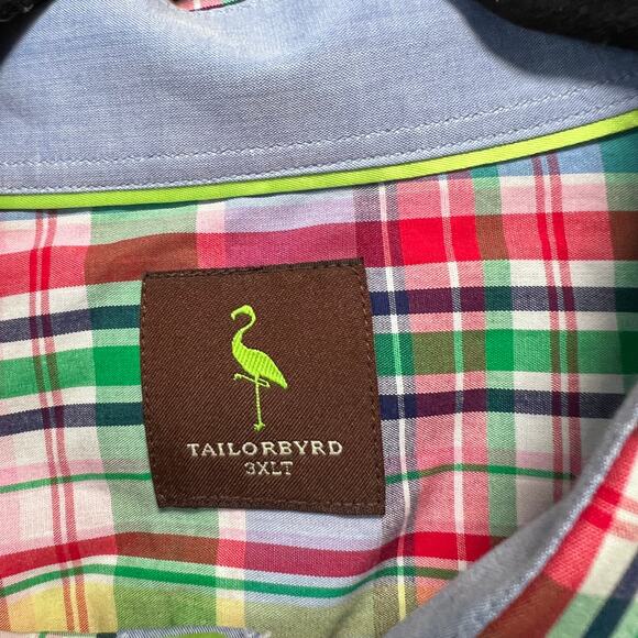 NWT TailorByrd Men’s 3XLT Shirt Multicolor Plaid Long Sleeve Button Big & Tall - Picture 3 of 10
